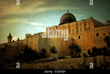 Israel, Jerusalén, el Monte del Templo, el noble santuario,la Mezquita Al-Aqsa en Jerusalén ISRAEL Foto de stock
