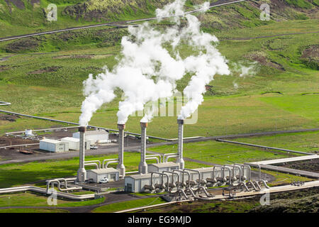 Nesjavellir Power Plant , la mayor central de energía geotérmica en Islandia. Foto de stock