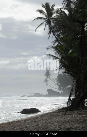 Playa de Unawatuna, distrito de Galle, en la provincia meridional de Sri Lanka Foto de stock
