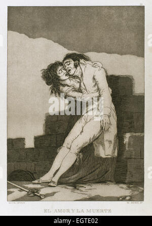 Francisco de Goya (1746-1828). Caprichos. La placa 10. El amor y la muerte. Siglo XVIII. El Museo del Prado. Madrid.