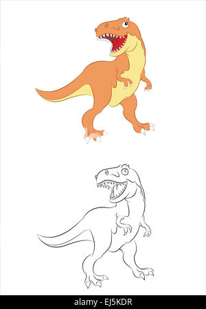 Imagen vectorial de divertida caricatura dinosaurio tyrannosaurus Foto de stock