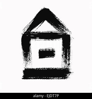 Trazos de pincel Grunge Vector Icono de casa. Contour Design, pintura  texturizada, negro sobre fondo blanco Fotografía de stock - Alamy