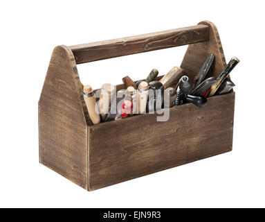 Caja de herramientas de madera con antiguas herramientas Fotografía de  stock - Alamy