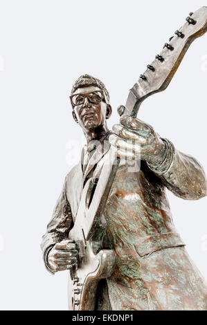 Estatua de Buddy Holly en el Paseo de la Fama en Lubbock, Texas, EE.UU. Foto de stock