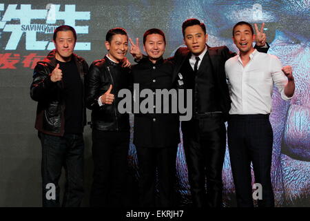 Beijing, China. 12 abr, 2015. Liu Ye y Andy Lau asistir al estreno de salvar a Mr.Wu en Beijing, China, el 12 de abril de 2015. © TopPhoto/Alamy Live News Foto de stock