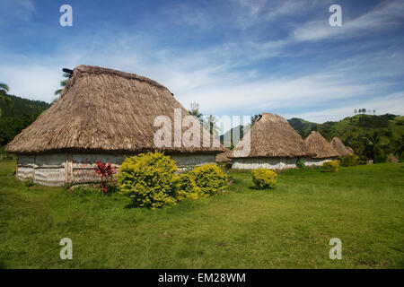 Las casas tradicionales de la aldea Navala, VITI LEVU ISLAND, Fiji Foto de stock