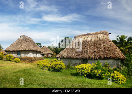 Las casas tradicionales de la aldea Navala, VITI LEVU ISLAND, Fiji Foto de stock