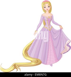 Princesa de dibujos animados rapunzel con pelo largo Imagen Vector de stock  - Alamy