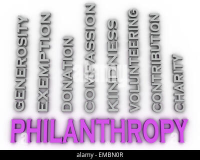 Imagen 3D de la Filantropía cuestiones concepto palabra nube antecedentes Foto de stock