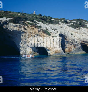 Ol, Griechenland/Ionische Inseln, Insel Zakynthos, Küste, Blaue Grotte, Touristenboot Foto de stock