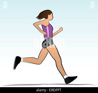 El dibujo de la silueta de la mujer corriendo ilustración vectorial Imagen  Vector de stock - Alamy
