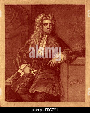 Sir Isaac Newton, retrato, b. 4 de enero de 1643 - d. El 31 de marzo de 1727. Foto de stock