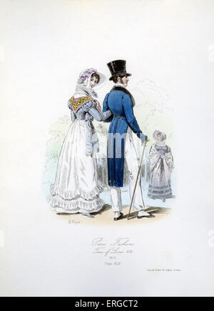 La moda de París desde la época de Luis XVIII, 1820 - desde el grabado por Hippolyte Pauquet. LXVIII, Rey de Francia: el 17 de noviembre Foto de stock