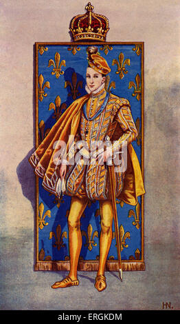 El rey Carlos IX de Francia (1550-1574), después de una pintura por Herbert Norris. Herbert Norris artista falleció 1950 - pueden requerir