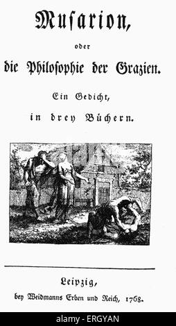Musarion por Christoph Martin Wieland. Página del título de la primera edición, Leipzig, 1768. El poeta alemán: 5 de septiembre de 1733 - 20 de enero de 1813. Foto de stock