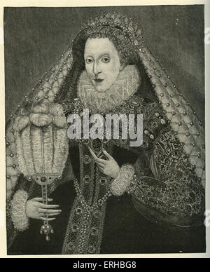 La reina Elizabeth I - retrato de la Reina de Inglaterra, el 7º de septiembre de 1533 - 24 de marzo de 1603. Reinó desde el 17 de noviembre