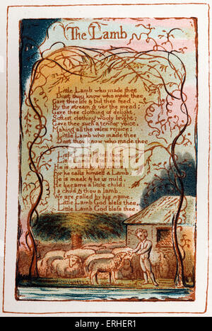 El Cordero - una página de 'Canciones de Inocencia" diseñado y escrito por el británico William Blake, poeta, pintor y grabador. 28 Foto de stock