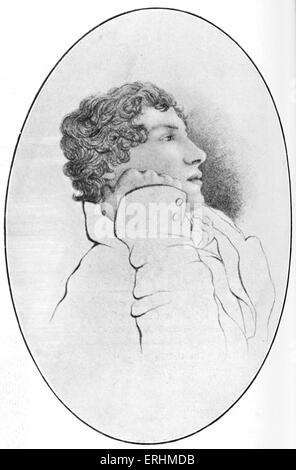 John Keats - retrato del poeta inglés. El 31 de octubre de 1795 - 23 de febrero de 1821. Ilustración por A. Curran. Foto de stock