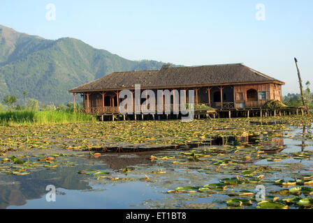 Casa abandonada en barco en dal lago de Srinagar, Jammu y Cachemira India Asia
