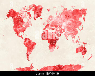 Mapa del mundo en pintura acuarela salpica abstracto