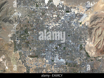 Imagen de satélite de color de Las Vegas, Nevada, EE.UU. Imagen tomada el 23 de septiembre de 2014 con los datos de Landsat 8. Foto de stock