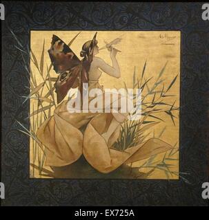 Pintura De Riquer composición con Alas Ninfa amanecer Cuadrado Enmarcado Arte de Pared 16X16