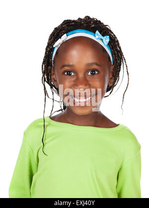 Sonriente Niña Africana En Camiseta Amarilla De Pie Foto de stock