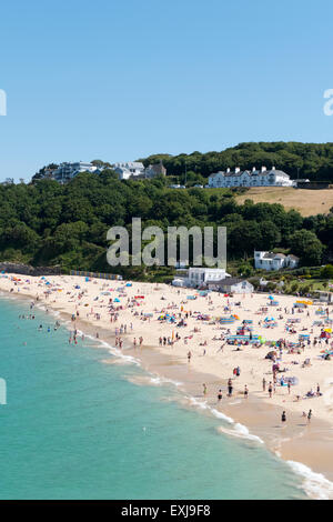 St. Ives Porthminster playa de Cornwall, Inglaterra en un soleado día de verano. Foto de stock