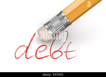 Borrar la deuda (trazado de recorte incluido) Foto de stock