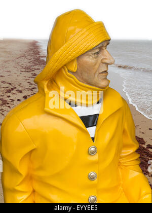 tugurio firma límite Una escultura pintada de un pescador llevar impermeable amarillo brillante  y Sou'wester Norfolk manipulados en beach ubicación Fotografía de stock -  Alamy
