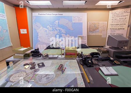 Ontario,Canadá,carpas,Diefenbunker, Canadá es el Museo de la guerra fría,sala de guerra Foto de stock