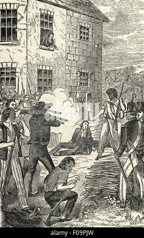 La muerte de Joseph Smith, el profeta y líder Mormón, 27 de junio de 1844, Cartago, la cárcel de Illinois Foto de stock