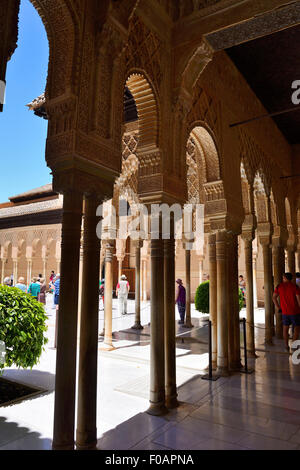Palacio de los Leones dentro del complejo del Palacio de la Alhambra, Granada, Andalucía, España Foto de stock