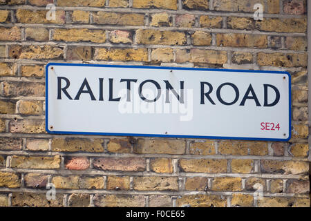 Railton Road SE24 calle signo el centro coordinador del abril de 1981 los disturbios de Brixton Brixton Londres England Reino Unido