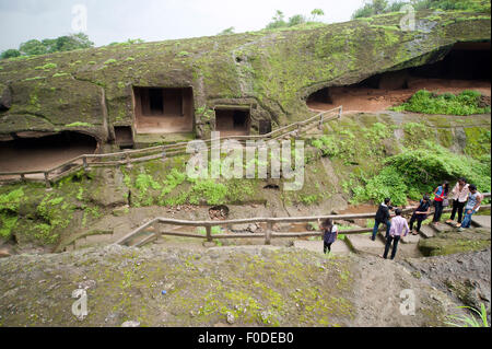 Las cuevas de Kanheri fue baleado en el Parque Nacional Sanjay Gandhi, Mumbai, India Foto de stock