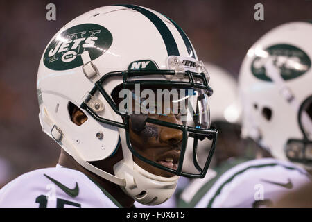 New York Jets wide receiver Eric Decker (87) before an NFL football game  against the Indianapolis Colts in Indianapolis, Monday, Sept. 21, 2015. (AP  Photo/Darron Cummings Stock Photo - Alamy