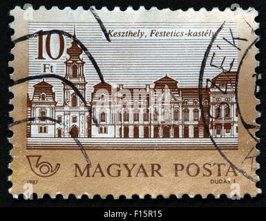 Magyar Posta 1987 Dudas 10ft casa del castillo Keszthely Festetics-kastely SZE Sello SZEK, Hungría Foto de stock
