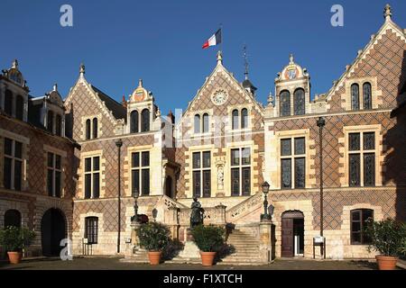 Francia, Loiret, Orleans hotel Groslot, estatua de Juana de Arco. Foto de stock