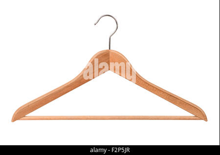 Percha de madera aislado en blanco