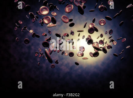 Humano sano bloodcells roja en cerca de presentación de gráficos 3d Foto de stock