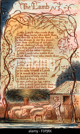 William Blake - El Cordero - una página de 'Canciones de Inocencia' - 1879 Foto de stock