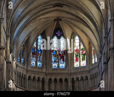 Las vidrieras y techos de la Catedral de San Mauricio Vienne en el sur de Francia Foto de stock