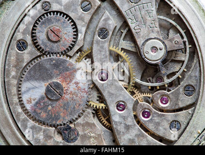 Dentro de una macro maquinaria Reloj vintage Fotografía de stock - Alamy