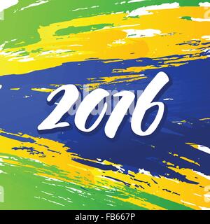 Los colores de fondo de la bandera brasileña con la inscripción de 2016. Ilustración vectorial Ilustración del Vector