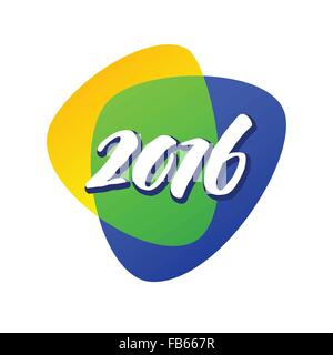 Los colores de fondo de la bandera brasileña con la inscripción de 2016. Ilustración vectorial Ilustración del Vector