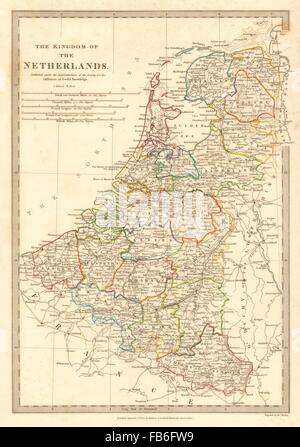 Reino de los Países Bajos y Bélgica. Provincias. Holland. SDUK, 1848 viejo mapa Foto de stock