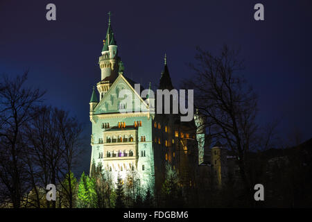 El castillo de Neuschwanstein en Baviera, Alemania, en época invernal Foto de stock