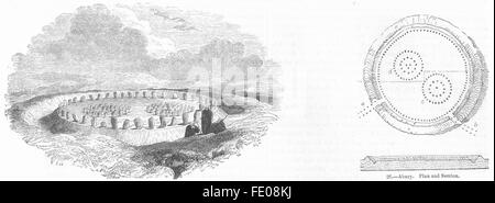 Se deseca: Avebury restaurado; planificar, grabado antiguo 1845 Foto de stock