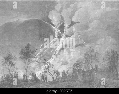 Erupción del Vesubio, Italia 1855. Illustrated London News Foto de stock