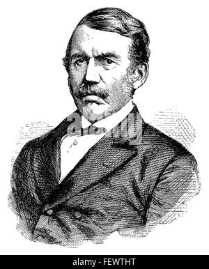 Ilustración en blanco y negro del Dr. David Livingstone. Foto de stock